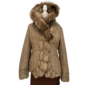 Italian Designer Mariella Rosati Fur trim Jacket Coat